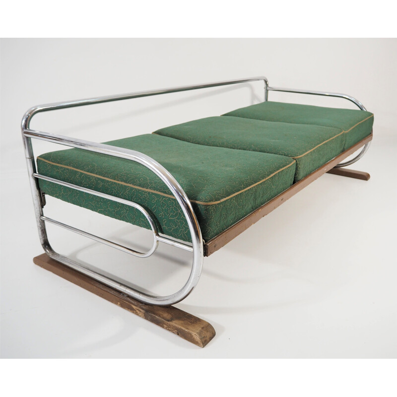 Canapé vintage chromé de Robert Slezak Art Déco 1930
