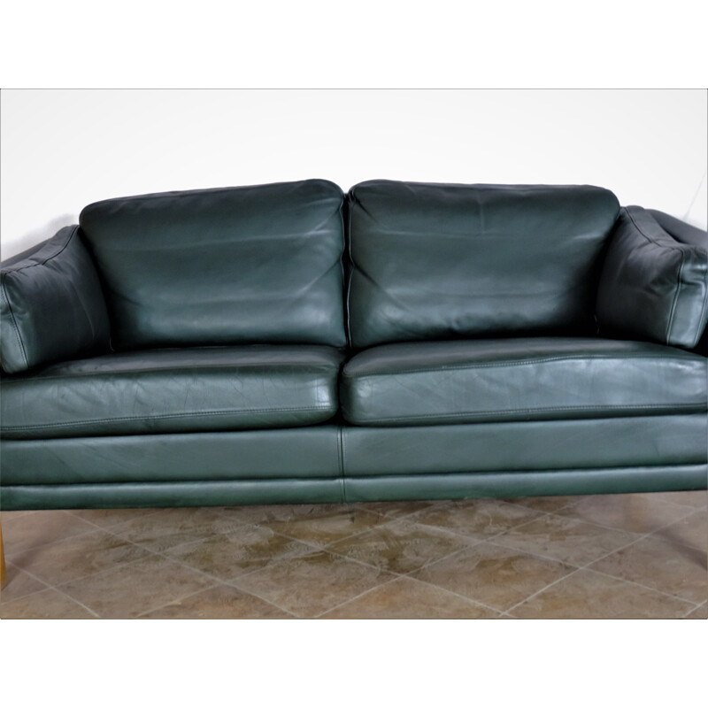 Vintage Mh Sofa In Green Leather By Mogens Hansen 1970