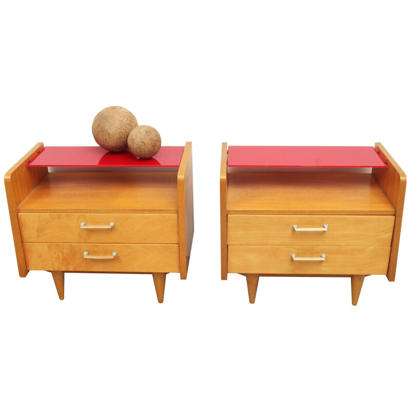 Pair of vintage "Duo XS" chests of drawers in maple, Germany 1950