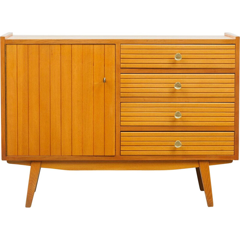 Small walnut veneered vintage sideboard 1950