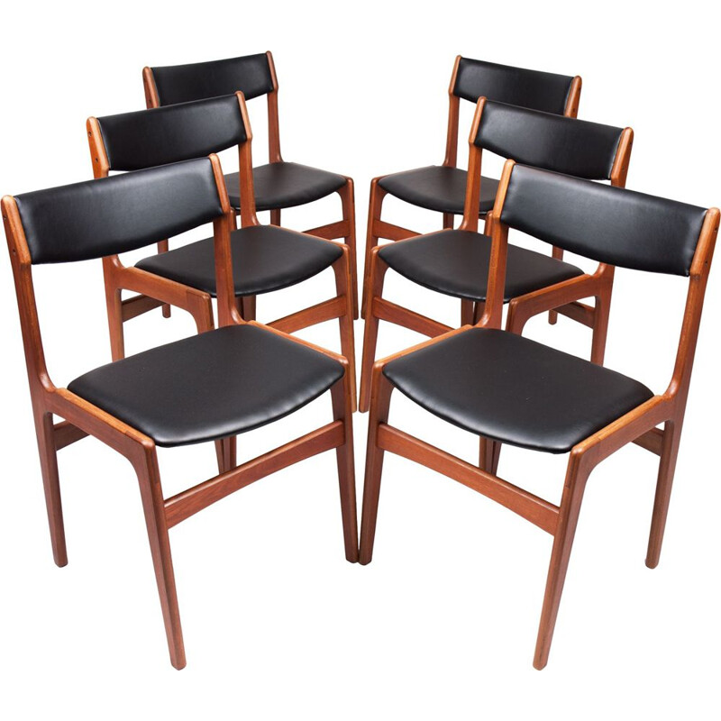 Lot de 8 chaises vintage Teck d'Erik Buch danois 1960