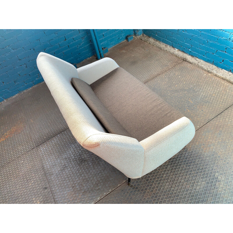 Vintage bench 2 seats upholstered Cabrol ed Malita 1950