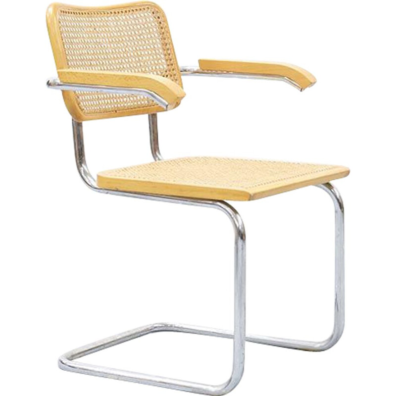 Vintage  caned armchair Cesca B64 by Marcel Breuer 1980