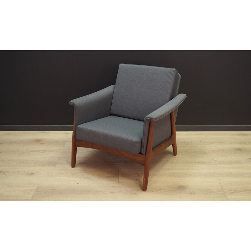 Vintage armchairs in Scandinavian grey fabric 1970