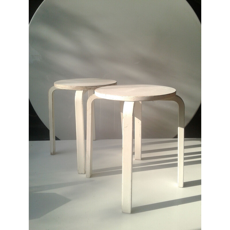 Pair of vintage Artek stools by Alvar Aalto