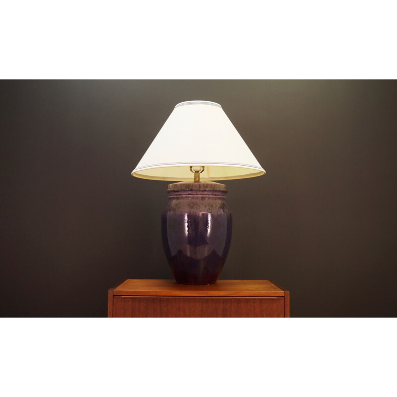 Vintage lamp ceramics in purple colour Danish 1970s