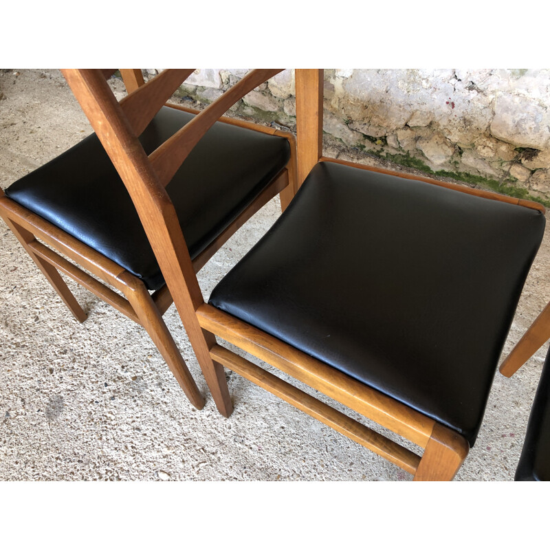 Ensemble de 4 chaises vintage scandinaves teck blond années 60