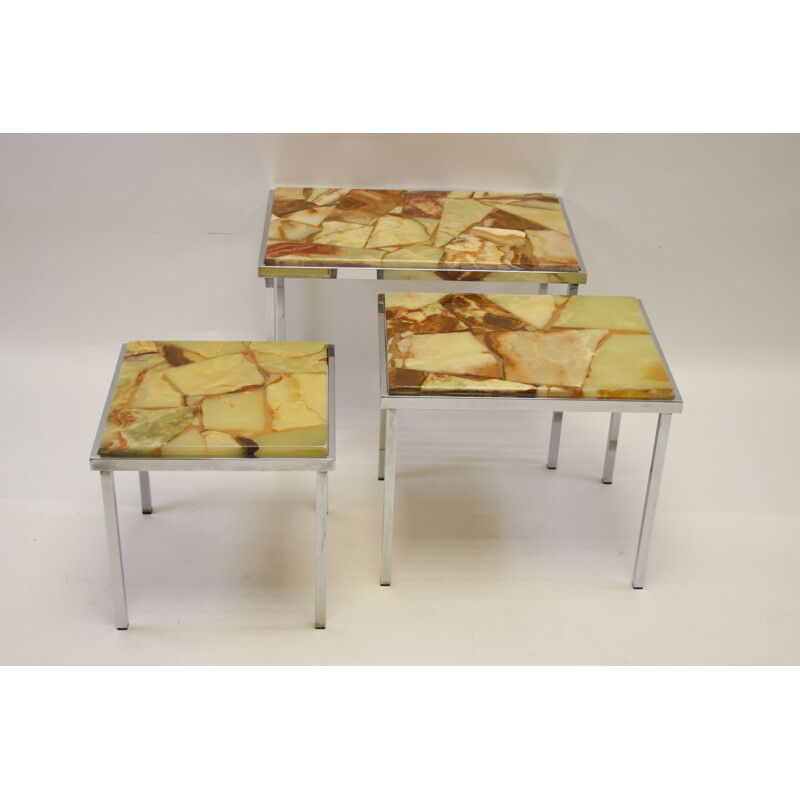  Vintage nesting tables mini set side tables amber Marble