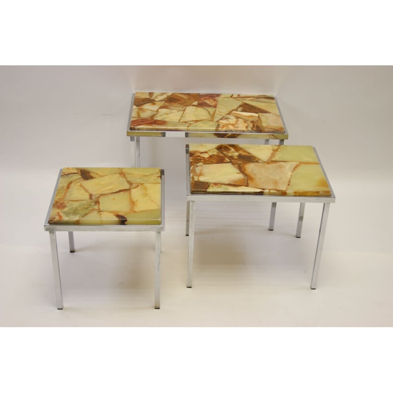 Tables gigogne vintage mini set tables d'appoint amber Marbre