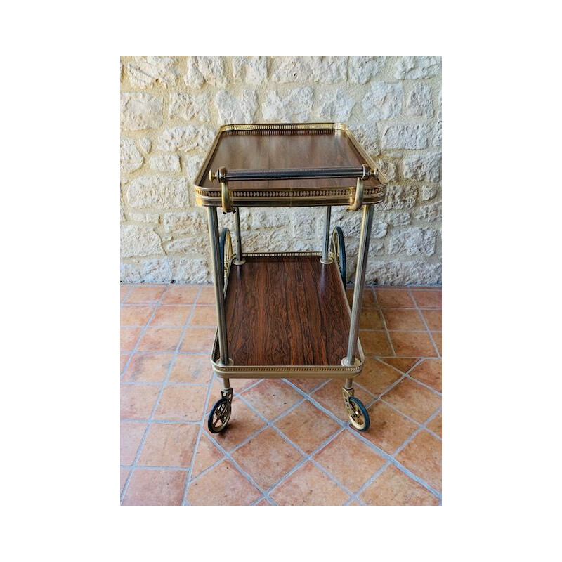 Vintage Gilded Brass And Formica Bar Cart  Trolley French  1960s