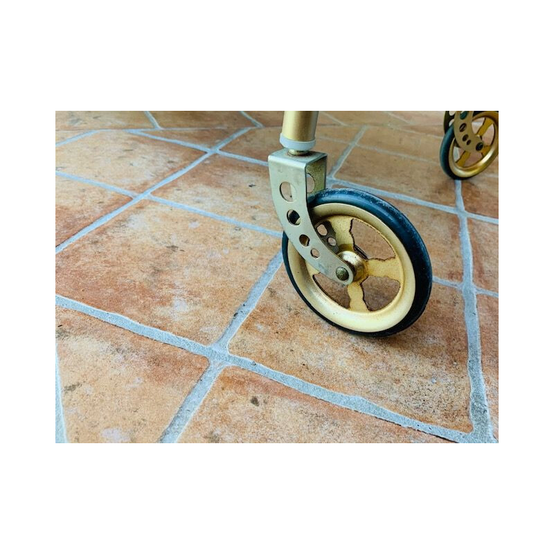 Vintage Gilded Brass And Formica Bar Cart  Trolley French  1960s