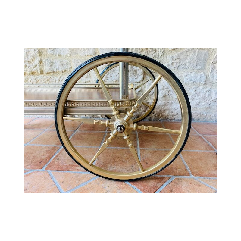 Vintage Gilded Brass And Formica Bar Cart  Trolley French  1960s