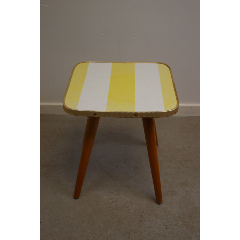 Vintage plant table  yellow & white striped 1960s