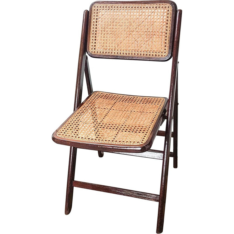 Chaise plainte vintage bois cannage Décoration 1950