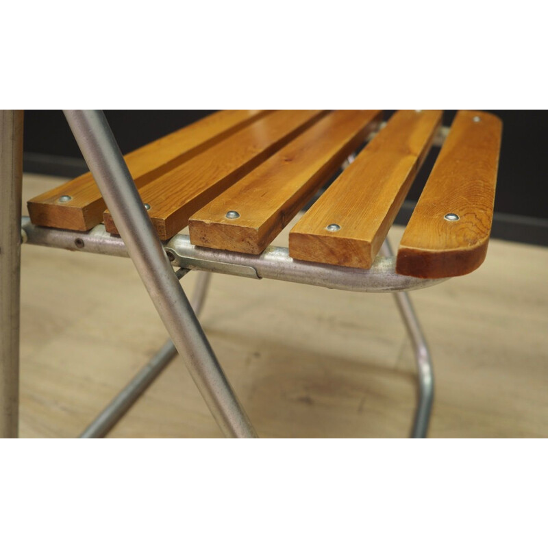 Pair of Vintage chairs beech wood and metal Scandinavian 1970s