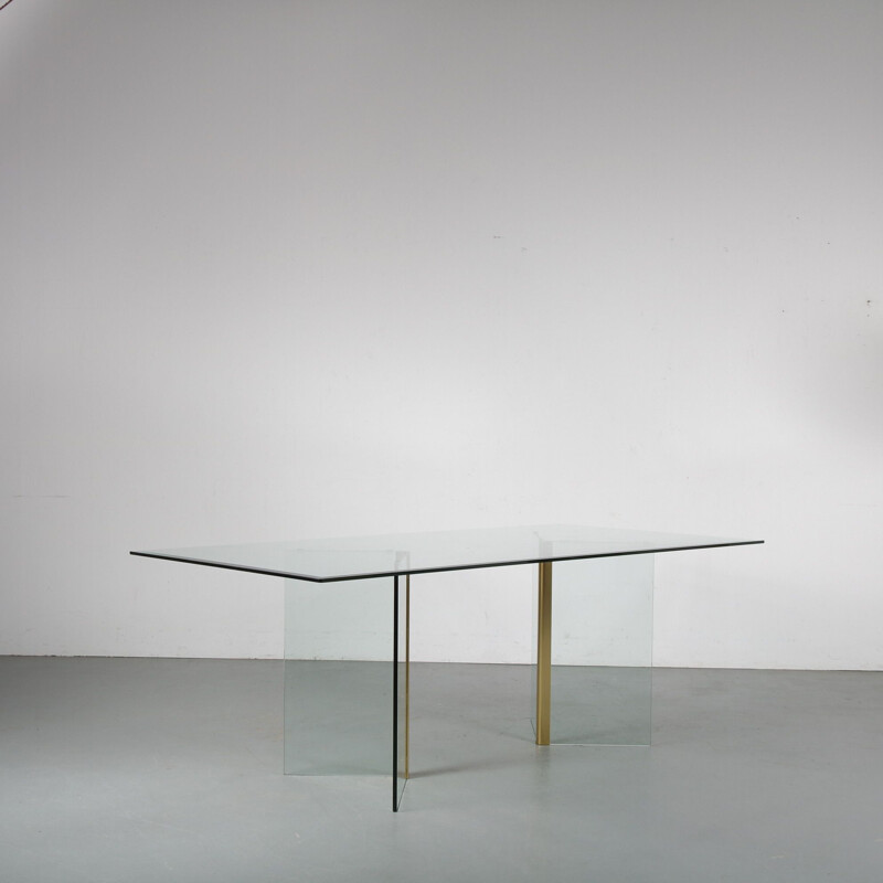 Vintage Glass dining table by Gallotti & Radice, Italy 1970s