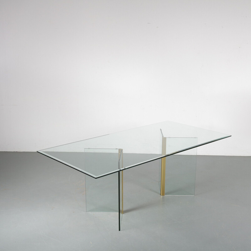 Vintage Glass dining table by Gallotti & Radice, Italy 1970s