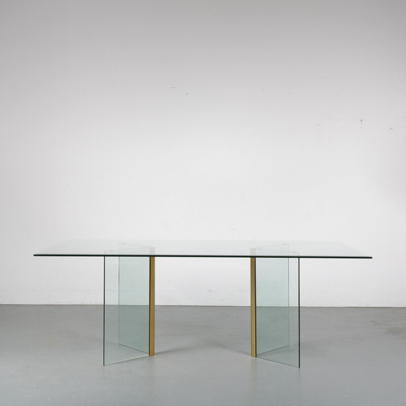 Vintage Glass dining table by Gallotti & Radice, Italy 1970s