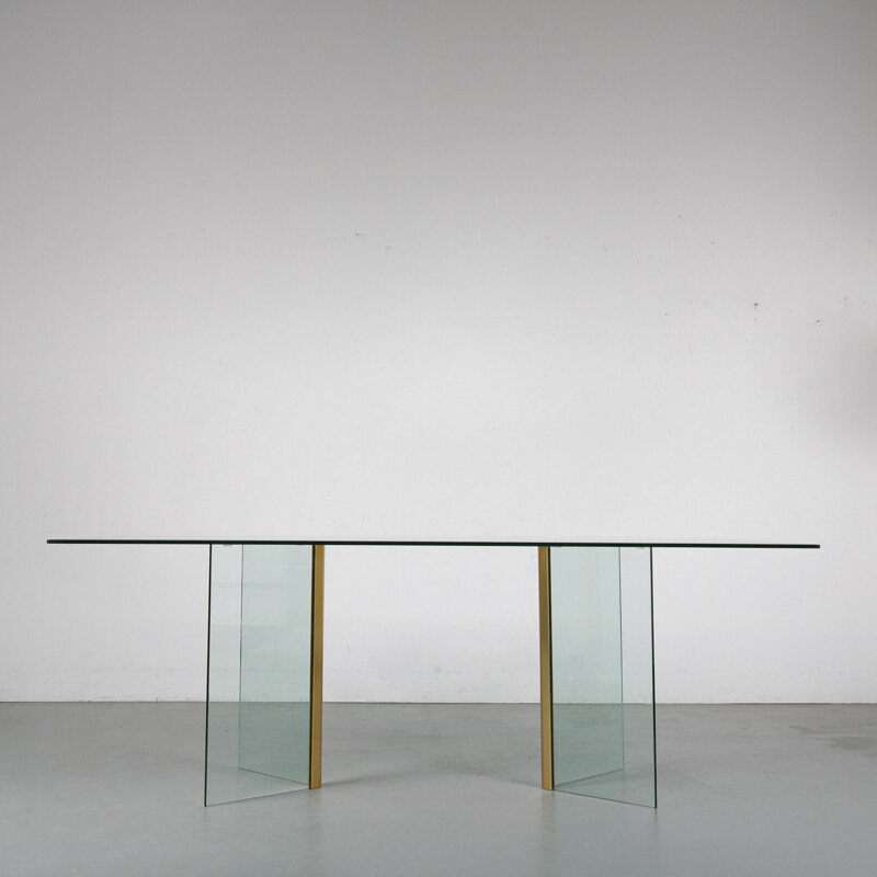 Table à repas vintage en verre de Gallotti & Radice, Italie 1970