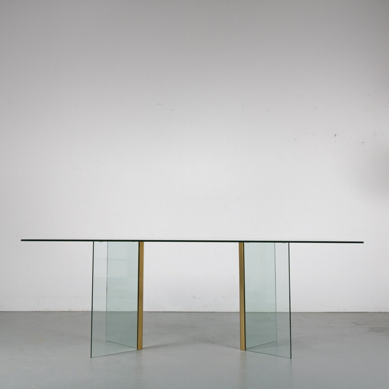 Vintage Glass dining table by Gallotti & Radice, Italy 1970s