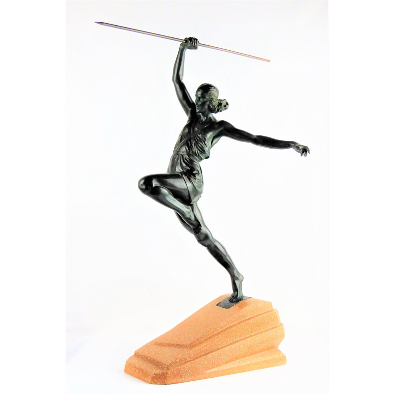 Vintage 'Amazon' Javelin Sculpture by Pierre Le Faguay 1930