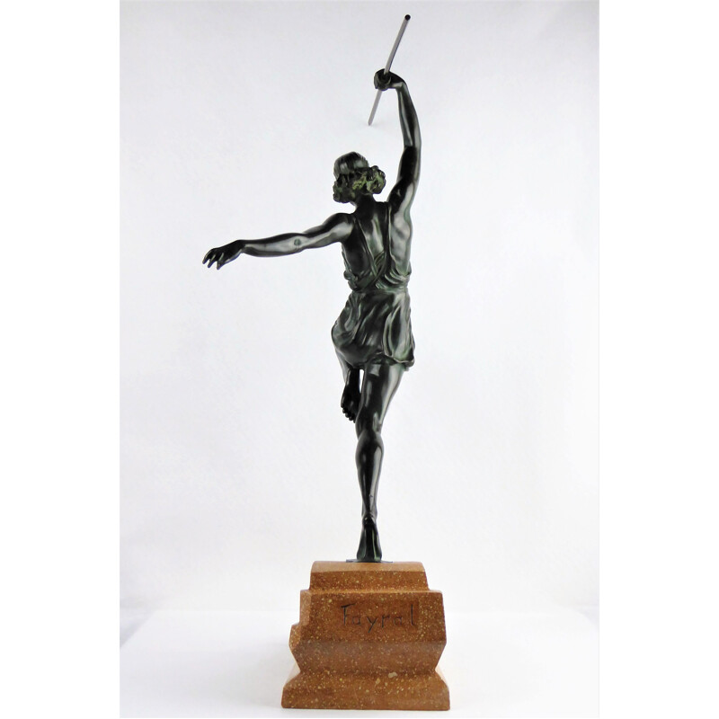 Vintage 'Amazon' Javelin Sculpture by Pierre Le Faguay 1930