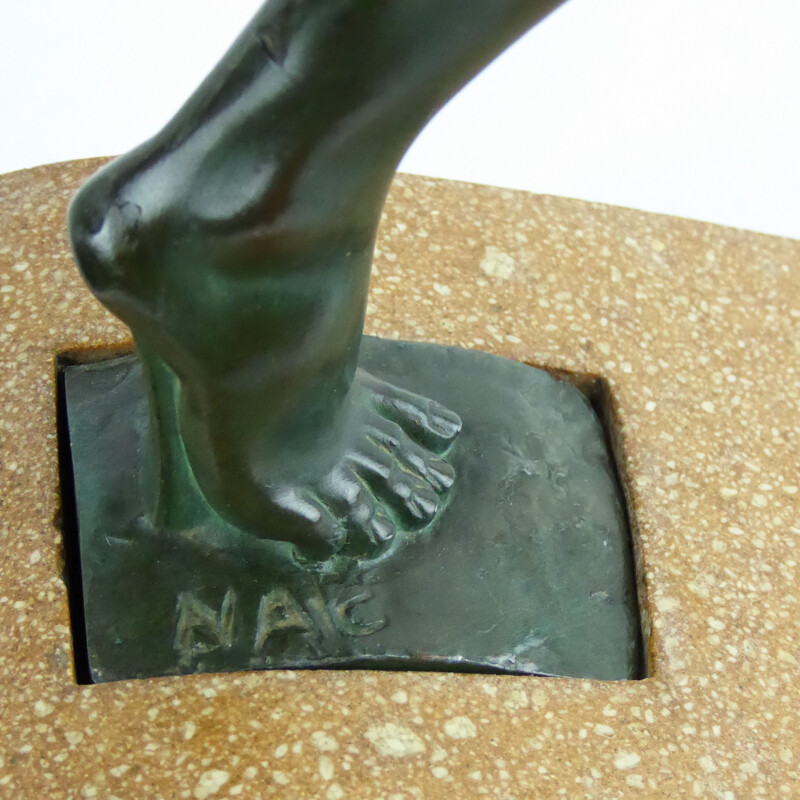Sculpture 'Amazone' vintage au Javelot' de Pierre Le Faguay 1930