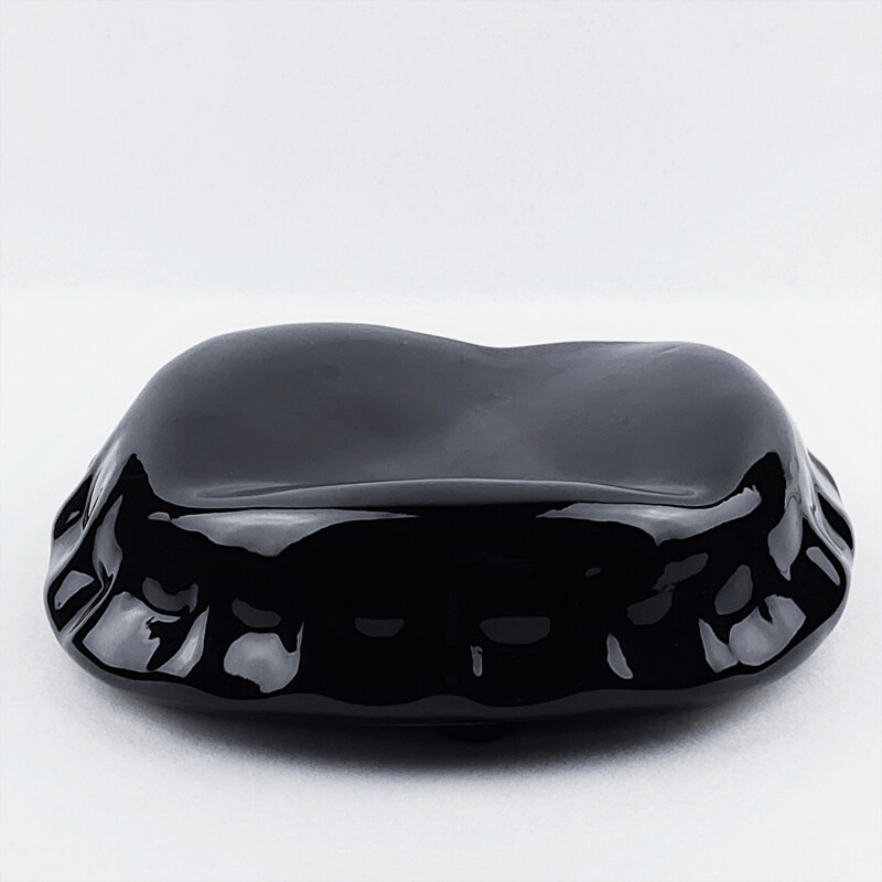 Capsule' vintage pocket tray ceramic with black enamel by J.C Peiré, 1980