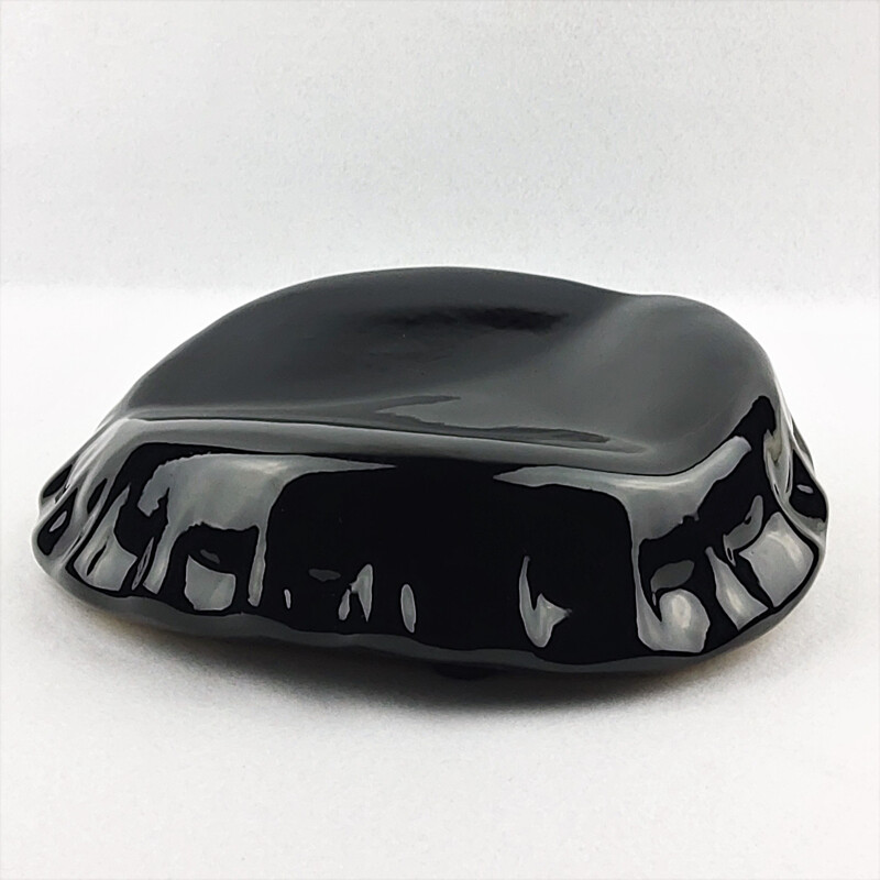 Capsule' vintage pocket tray ceramic with black enamel by J.C Peiré, 1980