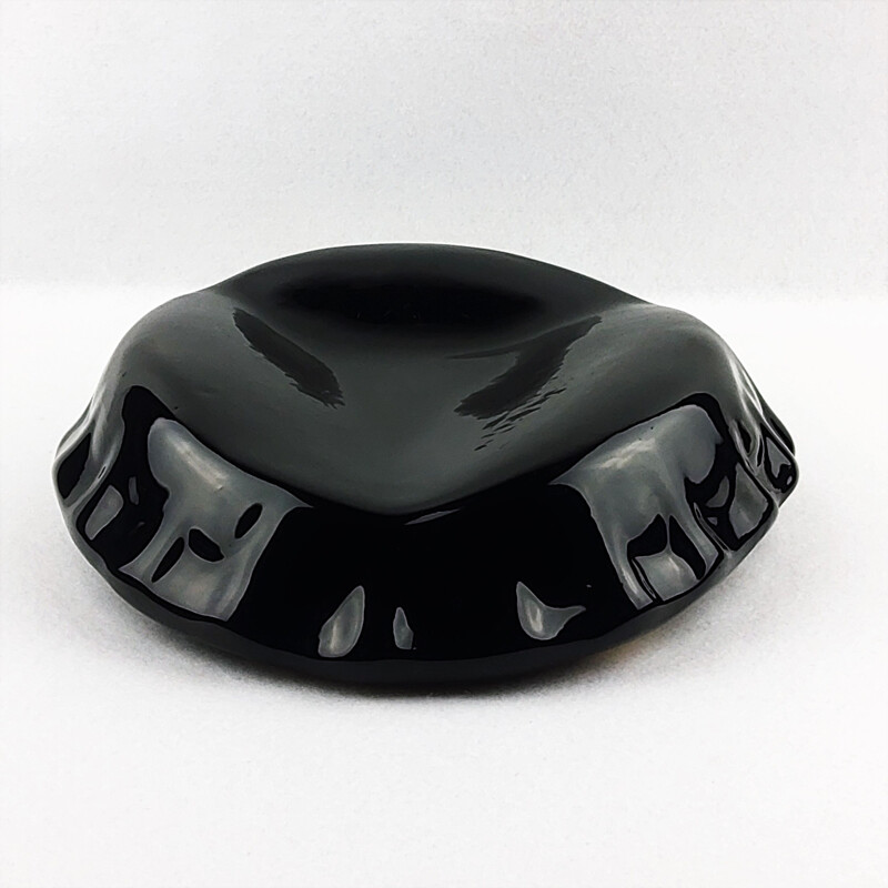 Capsule' vintage pocket tray ceramic with black enamel by J.C Peiré, 1980