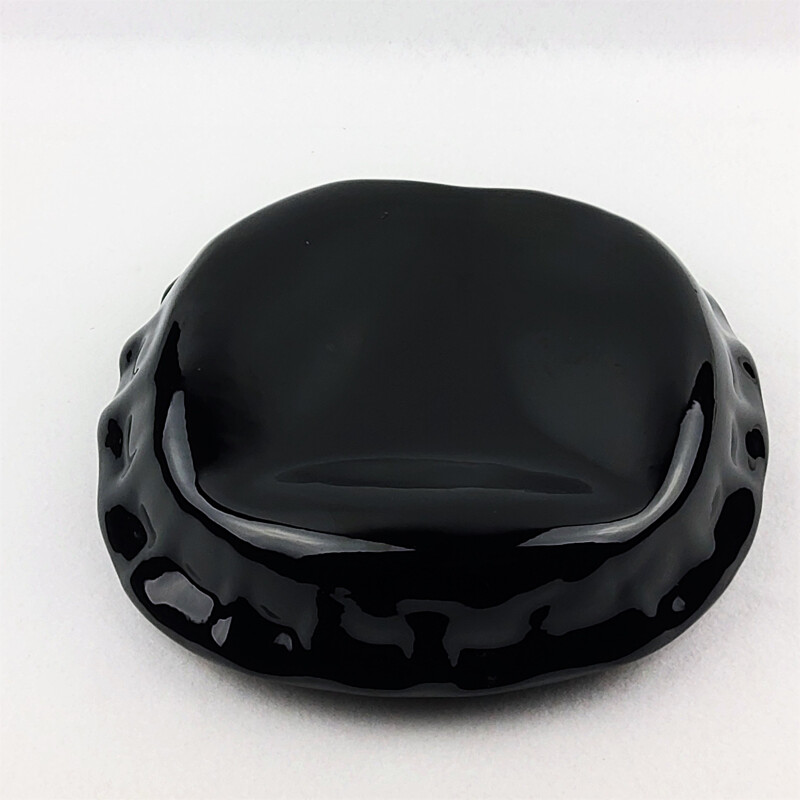 Capsule' vintage pocket tray ceramic with black enamel by J.C Peiré, 1980