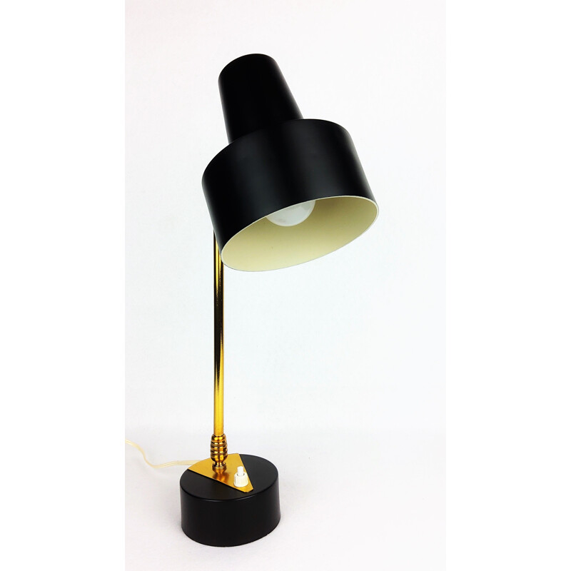 Vintage black metal and brass lamp 1950s 