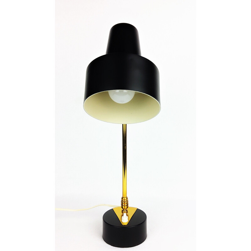 Vintage black metal and brass lamp 1950s 