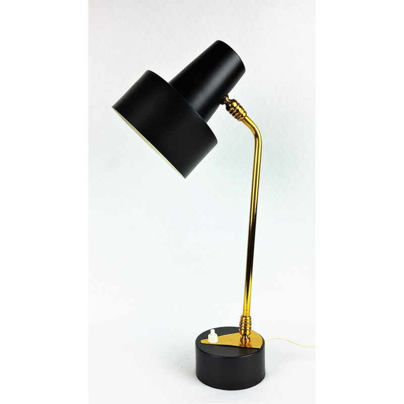 Vintage black metal and brass lamp 1950s 