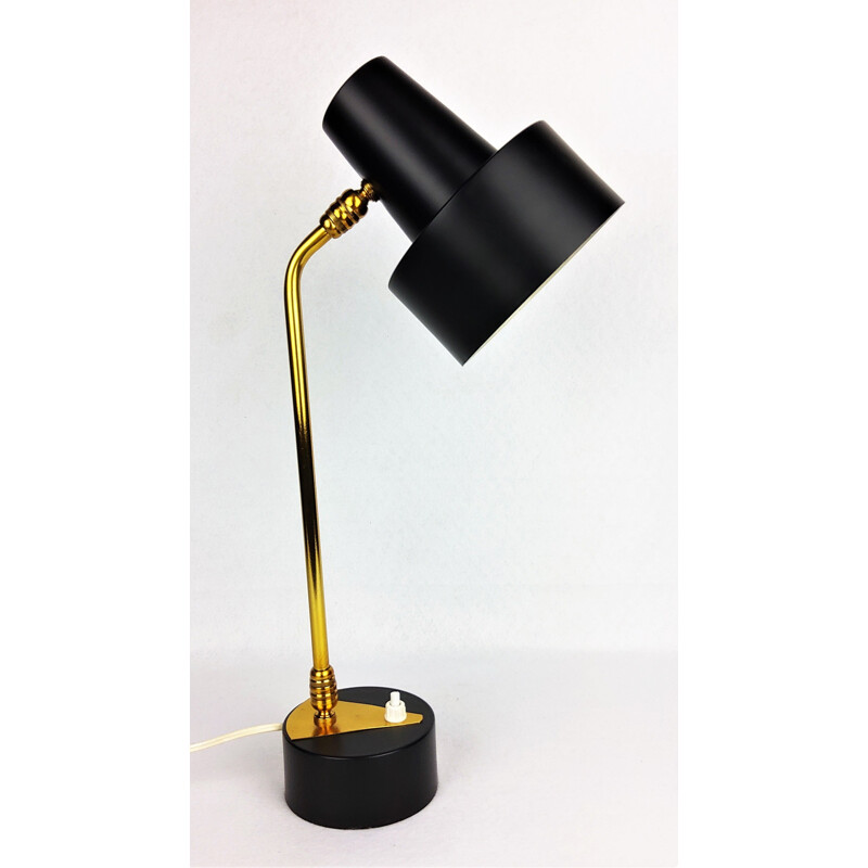 Vintage black metal and brass lamp 1950s 