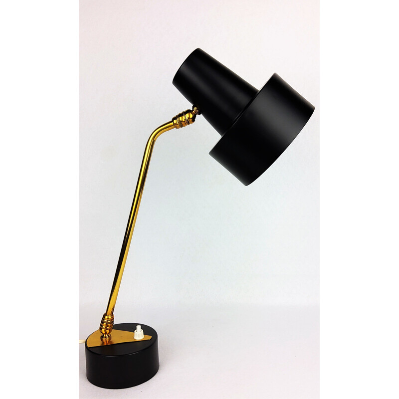 Vintage black metal and brass lamp 1950s 