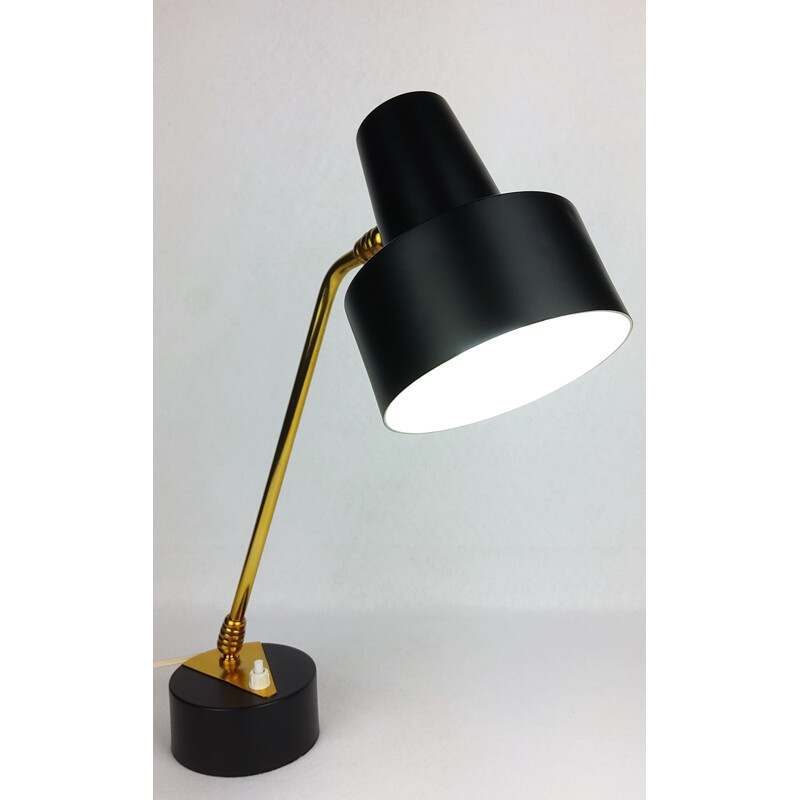 Vintage black metal and brass lamp 1950s 