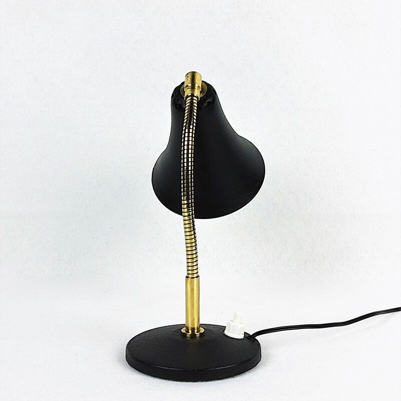 Black metal and brass vintage cocotte lamp, 1950