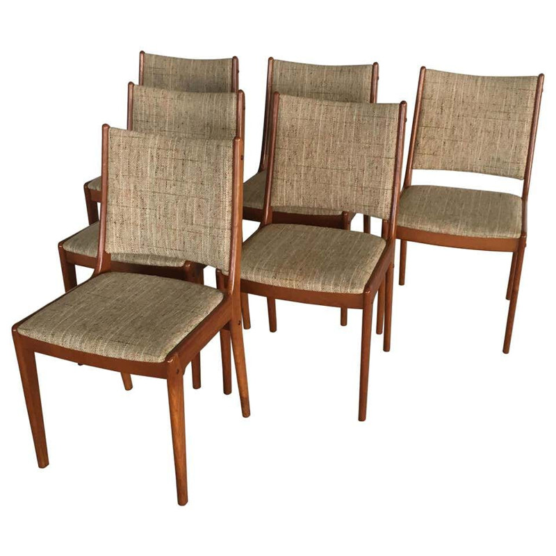 Set di 6 sedie da pranzo vintage in teak di Johannes Andersen per Uldum Møbler, Danimarca 1960