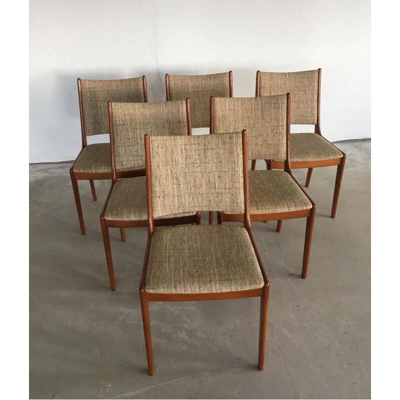 Set di 6 sedie da pranzo vintage in teak di Johannes Andersen per Uldum Møbler, Danimarca 1960