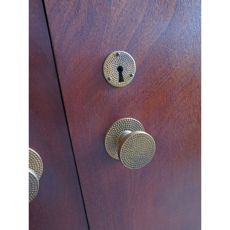 Vintage Art Deco Wardrobe with Brass Handles, 1940s