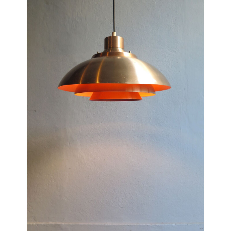 Vintage coppered pendant lamp scandinavian 1950