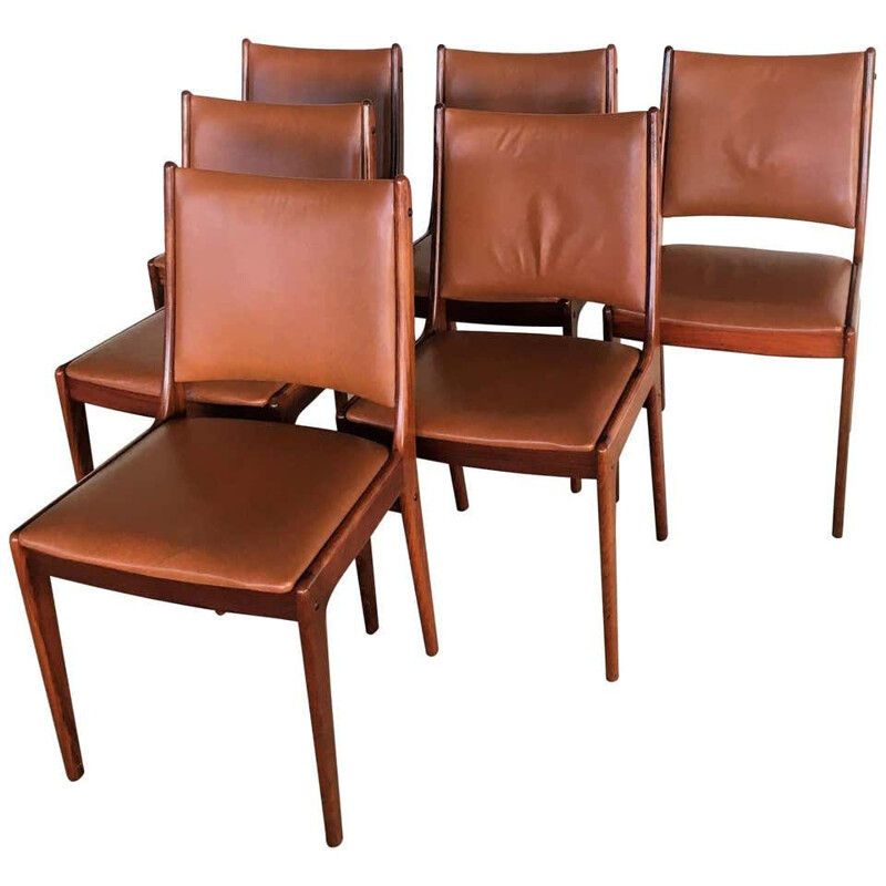 Ensemble de 6 chaises vintage Johannes Andersen en palissandre 1960s