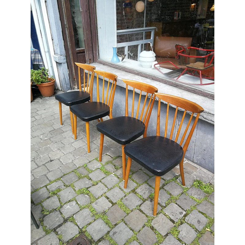 Set of 4 vintage chairs with bars 1950