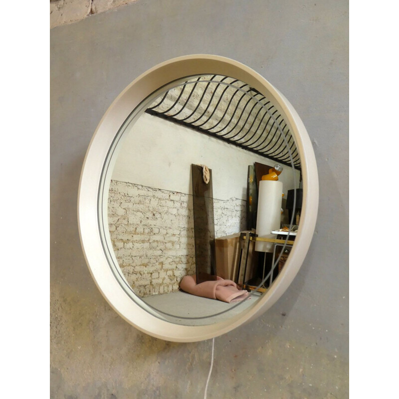 Retro-beleuchteter Vintage-Spiegel aus lackiertem Holz von Hillebrand, 1960