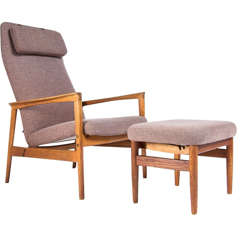 A Mid Century Danish Armchair & Footstool in Oak, 1950’s