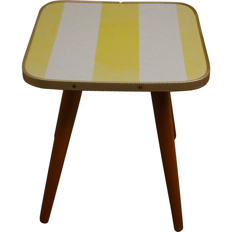 Vintage plant table  yellow & white striped 1960s
