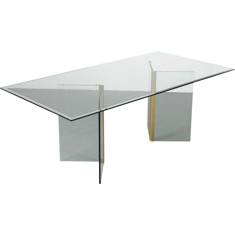 Table à repas vintage en verre de Gallotti & Radice, Italie 1970