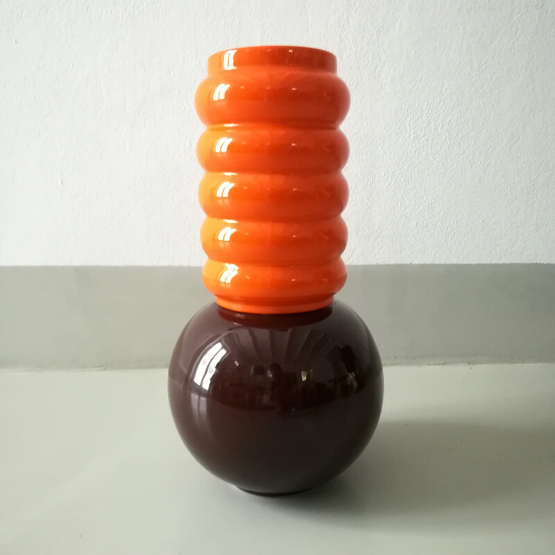 Vintage Ceramic vase in the style of Memphis Milano 1980s