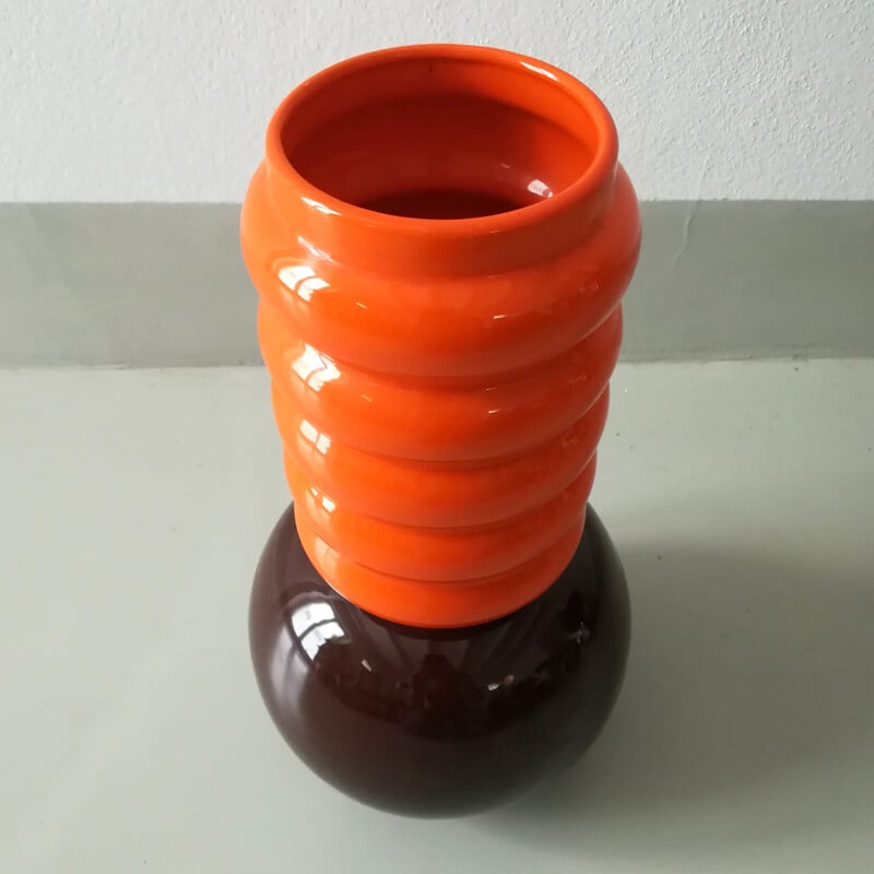 Vase en céramique vintage dans le style de Memphis Milano 1980